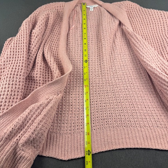 Time and Tru Women Pink Chenille Open Front Cardigan Sweater L 12-14 - Picture 5 of 8